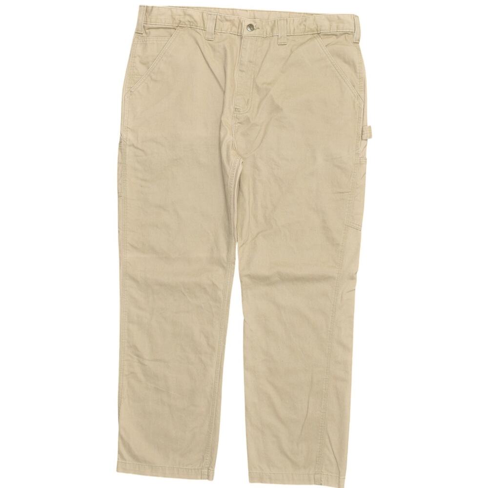 Carhartt Beige 100% Cotton Carpenter Pants Relaxed Men's Size 40x32 B324 FDK